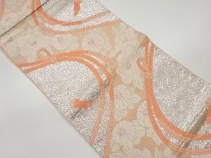 組紐に菊・牡丹模様織出し袋帯